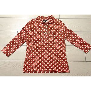 Talbots Petites Womens Size‎ Small Orange Gold Blouse Shirt Top 1970s Business